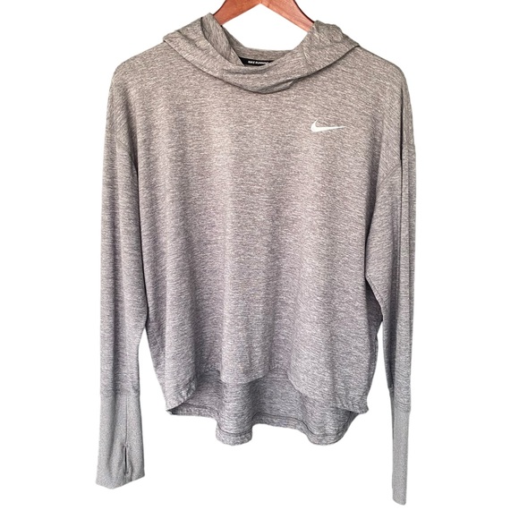 Nike Tops - Nike Running Grey Hooded Cowl Neck Pullover with Hi-Low Hem XL